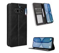 Wallet Case for Nothing Phone (4a), PU Leather Cover with Card Holder Hidden Magnetic Flip Folio Case for Nothing Phone (4a), Black