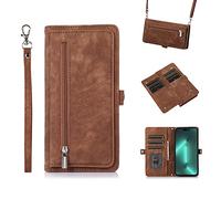 Wallet Case for OPPO Find X9 Ultra with Zipper Pocket, Brown