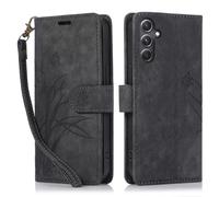 Wallet Case for Samsung Galaxy A16 4G/5G,Orchid Butterfly Pattern Leather Phone Case with 3 Card Slots and 1 Cash Slot,Magnetic Buckle Shockproof Stand Cover with Hand Rope for Woman(Black)