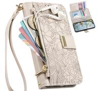 Wallet Case for Samsung Galaxy S26 Pro, 6 Card Slots, Floral Pattern Cover, Hand Strap, Kickstand, Magnetic Closure Handbag, Zipper Pocket for Samsung Galaxy S26 Pro-Grey