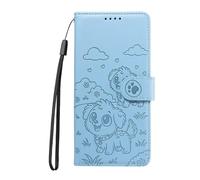 Wallet Case for Vivo V50 Lite 4G/5G Lovely Dog Premium Leather Shockproof Flip Wallet Cover Stand Magnetic Closure Card Slots Kickstand Phone Cases for Vivo V50 Lite 4G/5G Blue