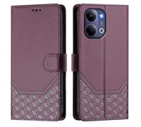 Wallet Case for VIVO Y21 5G 2026 Abroad/Y05 4G,PU Leather Phone Cover Kickstand RFID Blocking Flip case Card Slots Wrist Strap Honeycomb Embossing Magnetic Closure Folio cover.Violet