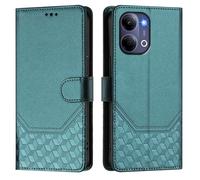 Wallet Case for VIVO Y21 5G 2026 Abroad/Y05 4G,PU Leather Phone Cover Kickstand RFID Blocking Flip case Card Slots Wrist Strap Honeycomb Embossing Magnetic Closure Folio cover.Green