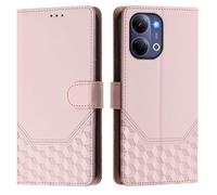 Wallet Case for VIVO Y21 5G 2026 Abroad/Y05 4G,PU Leather Phone Cover Kickstand RFID Blocking Flip case Card Slots Wrist Strap Honeycomb Embossing Magnetic Closure Folio cover.Pink
