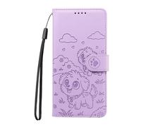 Wallet Case for Vivo Y29 4G Lovely Dog Premium Leather Shockproof Flip Wallet Cover Stand Magnetic Closure Card Slots Kickstand Phone Cases for Vivo Y29 4G Purple