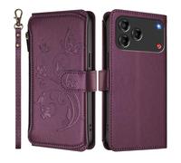 Wallet Case for ZTE Blade V80 Vita/Nubia V80 Design,7 Card Slots Retro Leather Wallet Shockproof Flip Cover with Hand Strap Card Slots Zipper Pocket Kickstand Handbag Magnetic Closure.Violet