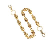 Wallet Chain for Men Women, Heavy Duty Biker Pants Chain with Skull Rivet Design, Gothic Punk Accessories for Trousers Jeans Motorcycle, Gold, pants chain
