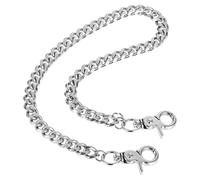 Wallet Chain Men Women Punk Accessory - Set of 2 Key Chains 50 cm Length, 7 mm Thickness, Silver - Hip Hop Fashion Chain for Trousers Bag Rocker Biker Everyday Life