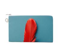 Wallet Coin Purse A Red Feather Printed Wallet for Men Wallet Women for Shopping Daily Leisure Activities, style, One Size, Wallet