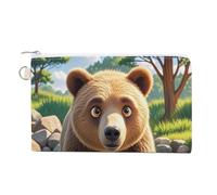 Wallet Coin Purse Bear Crossing The River Cartoon Printed Wallet for Men Wallet Women With Zipper for Coin Keys Lipsticks
