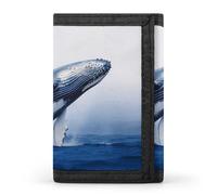 Wallet Coin Purse Blue Whale Printed Trifold Wallet Card Holder Passport Wallet for Men Women