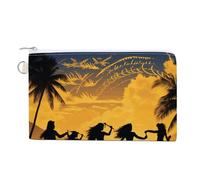 Wallet Coin Purse Five Silhouettes of Hawaiian Dance Printed Wallet for Men Wallet Women With Zipper for Coin Keys Lipsticks