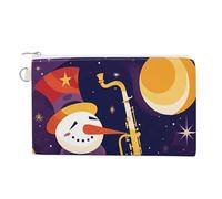 Wallet Coin Purse Snowman Plays Saxophone Printed Wallet for Men Wallet Women Canvas Coin Purse, style, One Size, Coin Purse