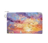 Wallet Coin Purse Sunset And Sea View Printed Wallet for Men Wallet Women Canvas Coin Purse, style, One Size, Coin Purse