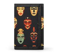 Wallet Coin Purse Tribal Mask Pattern Printed Trifold Wallet Card Holder Passport Wallet for Men Women