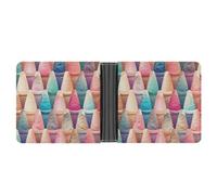 Wallet, Colorful Ice Cream Printed Leather Money Clip Mens Wallet,Extra Capacity Slim Bifold Wallet,Security Wallet,Thin & Stylish, Gift For Men, Colorful Ice Cream, One Size, 现代