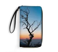 Wallet Dead Leafless Tree Printed Leather Wallets Card Holder With Wrist Strap Suitable for Both Men And Women, Dead Leafless Tree, 7.8 x 4.1 x 1 inches, Modern