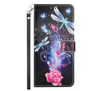 Wallet Flip Case for Google Pixel 9 PRO XL 6.8" PU Leather Phone Case Folio Cover Dragonfly and Flower Design for Girl Women Multi-functional Handbag Pocket Wrist Strap for Google Pixel 9 PRO XL 6.8"