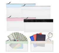 Wallet for cash, wallet with zip, storage bag, purse, coin bag, 6 x transparent money envelopes for bank bags, purse, deposit bag, purse, Approx. 20 x 10 cm, see description, See description