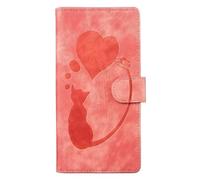 Wallet for iPhone 17 Pro Max Case, Embossed Cat Love Shockproof Leather Card Holder Flip Folio Book Phone Case Protective Cover for iPhone 17 Pro Max,Orange