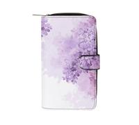Wallet for Men Coin Purse Card Case Zipper Framing Lilac Flowers in Blossom Printed Wallet Multi Credit Card Holder Purse for Men Women, style, 19.7x11x3.5cm, Casual