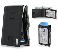 Wallet for Men, Minimalist Leather RFID Blocking Bifold Wallet, Cash Slot | Pop-Up Credit Card Holder, Holds 10-12 Cards, Built-in ID Window, Front Pocket Friendly, Practical Birthday Gifts for Men