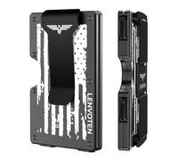 Wallet for Men, Money Clip Wallet with Cash Strap, Slim Card Wallet, RFID Blocking Card Holder, Holds up to 20 cards, Patriot Flag (Cash Strap), Aerospace Aluminum Metal Patriot Flag With Cash Strap