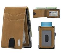 Wallet for Men - Pop Up Case, Cash Slot, and Credit Card Slot - Slim Aluminum Wallet with RFID Blocking, Minimalist Leather Wallet Front Pocket with ID Window, Gift Box (Carbon Fiber), Browns