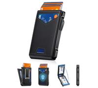 Wallet for Men RFID Wallet with 2 ID Windows & Money Clip, Slim Pop Up Card Holder for 10-12 Cards, Bifold Minimalist Smart Wallet for Front Pocket, Compact Metal Credit Card Holder, Gifts for Men