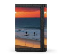 Wallet for Men - Slim Trifold Wallet, Witch in The Mysterious Forest Money Clip, Coin Purse with 8 Credit Card Holder, Beach red Sunset, One Size, Modern