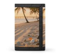 Wallet for Men - Slim Trifold Wallet, Witch in The Mysterious Forest Money Clip, Coin Purse with 8 Credit Card Holder, Beach Sunset, One Size, Modern