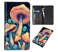 Wallet for Men Women & Phone Purse Wallet, RFID Blocking PU Leather Dual Magnetic Clasp Closure Phone Purse + Credit Card Holder for Phone Organizer Ladies Travel Purse, Mushrooms Woodland
