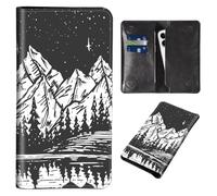 Wallet for Men Women & Phone Purse Wallet, RFID Blocking PU Leather Dual Magnetic Clasp Closure Phone Purse + Credit Card Holder for Phone Organizer Ladies Travel Purse, Black White Mountain Lake