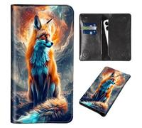 Wallet for Men Women & Phone Purse Wallet, RFID Blocking PU Leather Dual Magnetic Clasp Closure Phone Purse + Credit Card Holder for Phone Organizer Ladies Travel Purse, Cute Foxes -1387