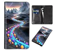 Wallet for Men Women & Phone Purse Wallet, RFID Blocking PU Leather Dual Magnetic Clasp Closure Phone Purse + Credit Card Holder for Phone Organizer Ladies Travel Purse, Mountain and River, 7.3x 3.86