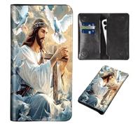 Wallet for Men Women & Phone Purse Wallet, RFID Blocking PU Leather Dual Magnetic Clasp Closure Phone Purse + Credit Card Holder for Phone Organizer Ladies Travel Purse, Cross dove -172, 7.3x 3.86