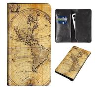Wallet for Men Women & Phone Purse Wallet, RFID Blocking PU Leather Dual Magnetic Clasp Closure Phone Purse + Credit Card Holder for Phone Organizer Ladies Travel Purse, Ancient World Map -1540, 7.3x