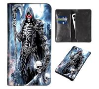 Wallet for Men Women & Phone Purse Wallet, RFID Blocking PU Leather Dual Magnetic Clasp Closure Phone Purse + Credit Card Holder for Phone Organizer Ladies Travel Purse, Skull -158, 7.3x 3.86 inches