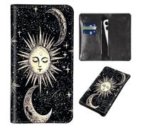 Wallet for Men Women & Phone Purse Wallet, RFID Blocking PU Leather Dual Magnetic Clasp Closure Phone Purse + Credit Card Holder for Phone Organizer Ladies Travel Purse, The Sun Moon -1732, 7.3x 3.86