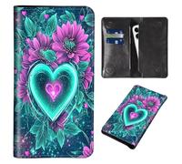Wallet for Men Women & Phone Purse Wallet, RFID Blocking PU Leather Dual Magnetic Clasp Closure Phone Purse + Credit Card Holder for Phone Organizer Ladies Travel Purse, Love Hearts Flowers -1745, 8