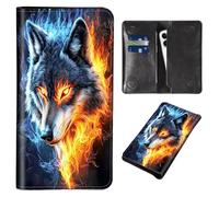 Wallet for Men Women & Phone Purse Wallet, RFID Blocking PU Leather Dual Magnetic Clasp Closure Phone Purse + Credit Card Holder for Phone Organizer Ladies Travel Purse, Cool Nebula Wolf -1752, 8