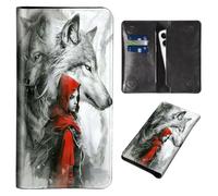 Wallet for Men Women & Phone Purse Wallet, RFID Blocking PU Leather Dual Magnetic Clasp Closure Phone Purse + Credit Card Holder for Phone Organizer Ladies Travel Purse, Animal Wolf -1793, 7.3x 3.86