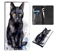 Wallet for Men Women & Phone Purse Wallet, RFID Blocking PU Leather Dual Magnetic Clasp Closure Phone Purse + Credit Card Holder for Phone Organizer Ladies Travel Purse, Black Cat -31