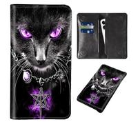 Wallet for Men Women & Phone Purse Wallet, RFID Blocking PU Leather Dual Magnetic Clasp Closure Phone Purse + Credit Card Holder for Phone Organizer Ladies Travel Purse, Purple Eyed Cat -1846, 8 X4.4