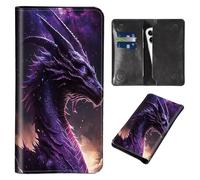 Wallet for Men Women & Phone Purse Wallet, RFID Blocking PU Leather Dual Magnetic Clasp Closure Phone Purse + Credit Card Holder for Phone Organizer Ladies Travel Purse, Purple Dragon -642, 8 X4.4