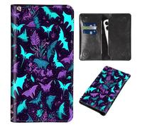 Wallet for Men Women & Phone Purse Wallet, RFID Blocking PU Leather Dual Magnetic Clasp Closure Phone Purse + Credit Card Holder for Phone Organizer Ladies Travel Purse, Cool Bat -947, Contemporary