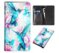 Wallet for Men Women & Phone Purse Wallet, RFID Blocking PU Leather Dual Magnetic Clasp Closure Phone Purse + Credit Card Holder for Phone Organizer Ladies Travel Purse, Blue Hummingbird -1636, 8