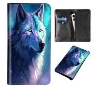 Wallet for Men Women & Phone Purse Wallet, RFID Blocking PU Leather Dual Magnetic Clasp Closure Phone Purse + Credit Card Holder for Phone Organizer Ladies Travel Purse, Wolf on the mountaintop