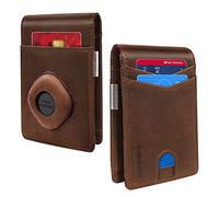 Wallet for SmartTag & SmartTag+ Plus, Money Clip Version, RFID Blocking Genuine Leather Bifold Wallet with Gift Box (Not Include Tracker), Brown, for SmartTag & SmartTag+ Plus, Wallets With a Tracker