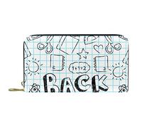 Wallet for Women Clutch Purses for Women Card Holder Organizer Leather Zipper Purse Hand Drawn Back to School